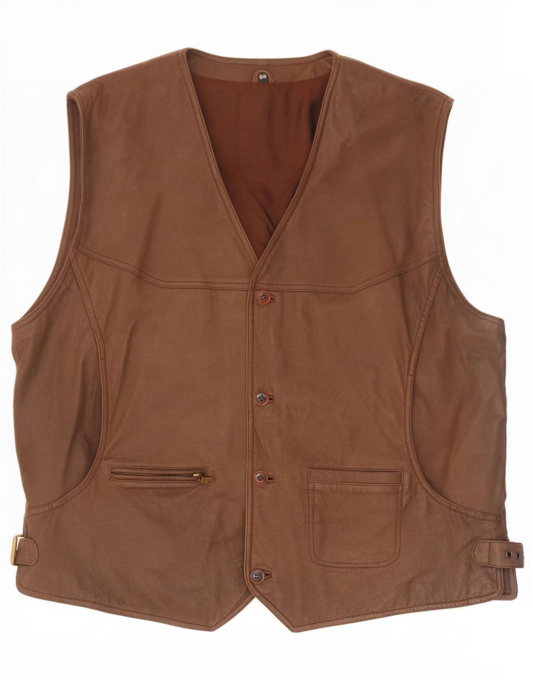gilet en cuir homme vintage IT 64 5XL Marron