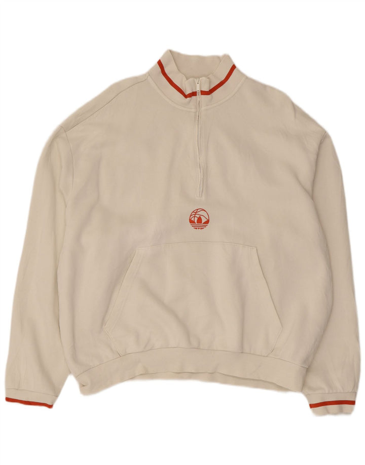 Adidas Sweat-shirt à col zippé pour homme XL en coton blanc