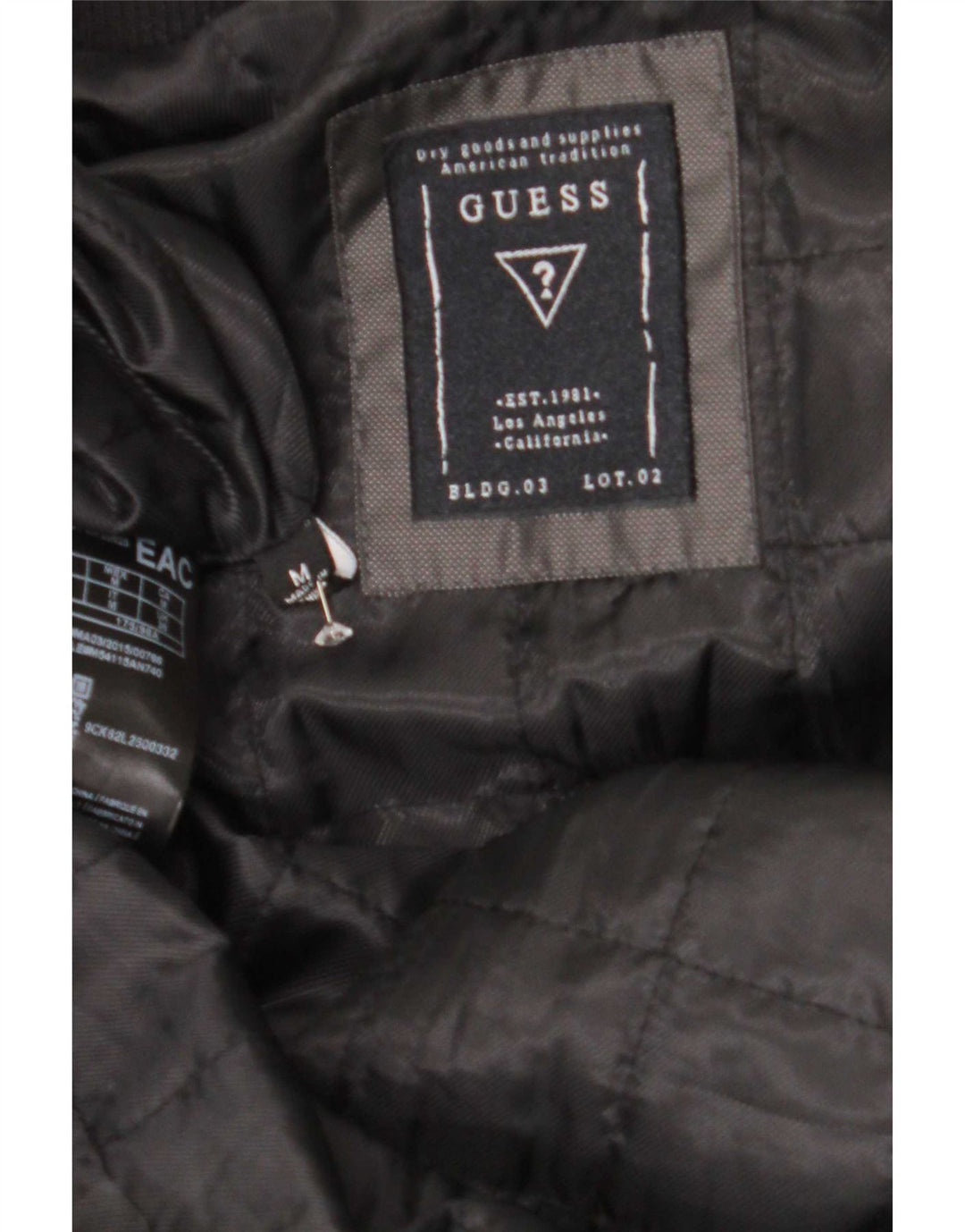 Guess Veste Bomber Homme UK 38 Moyen Noir Polyester
