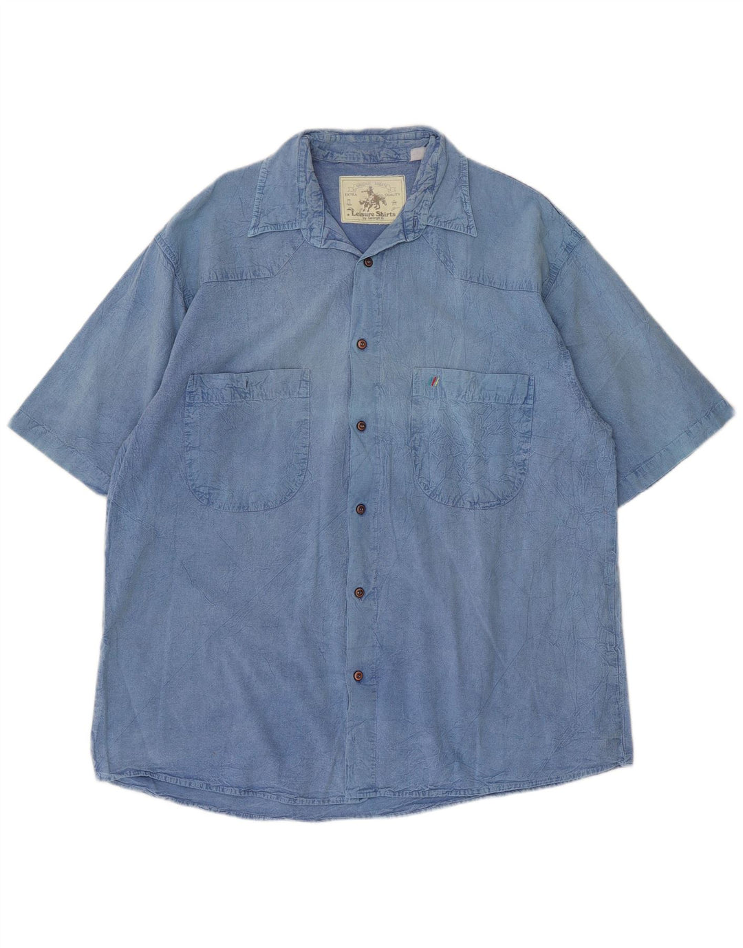 vintage Chemise à manches courtes pour hommes Grand Bleu