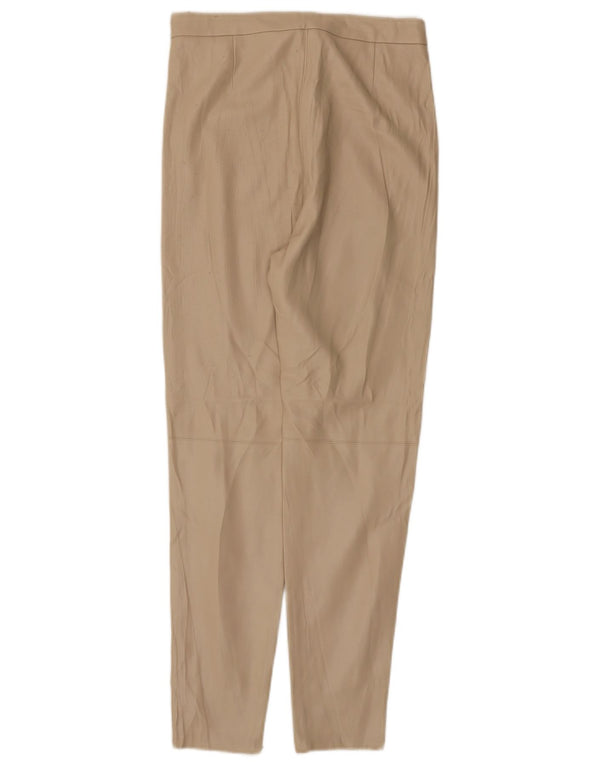Zara Pantalon Femme Taille Haute Slim Simili Cuir Moyen W28 L27 Beige