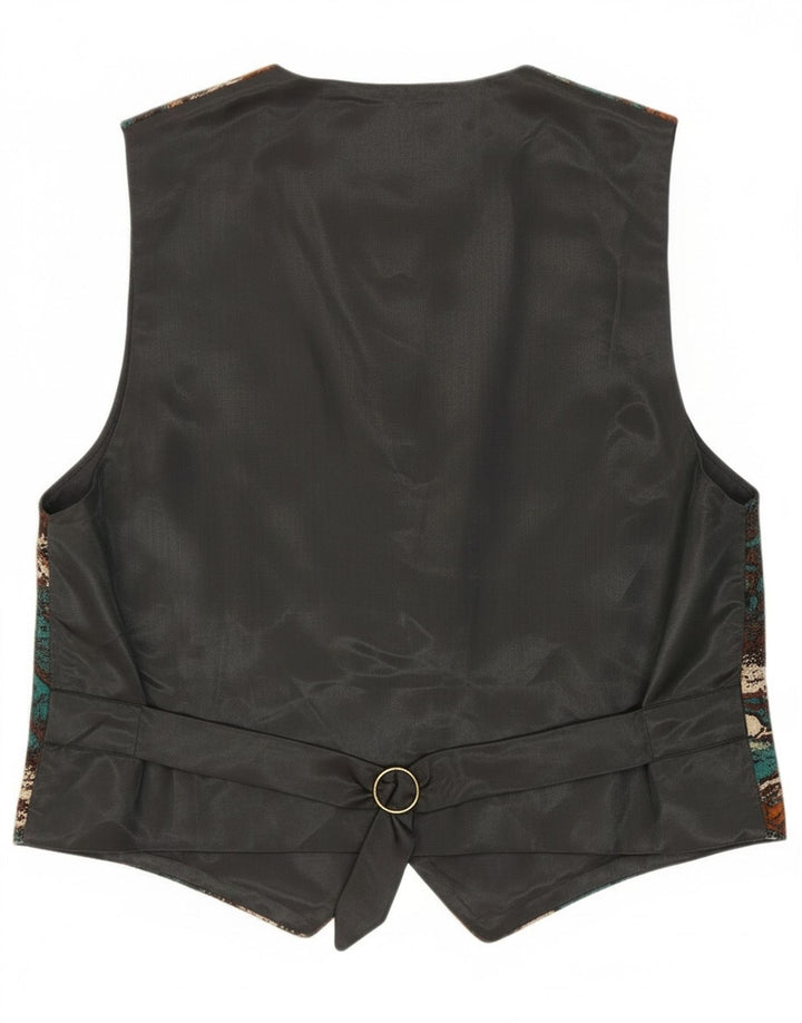 vintage Womens Abstract Pattern Gilet UK 14 Moyen Multicolore