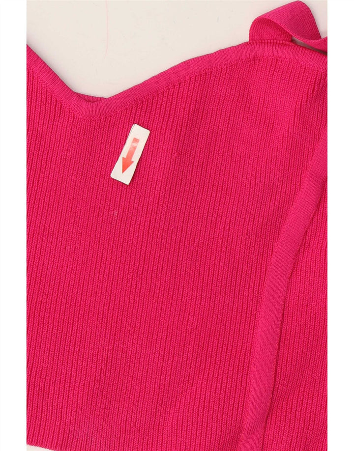 Zara Womens Knit Crop Top UK 12 Nylon Rose Moyen