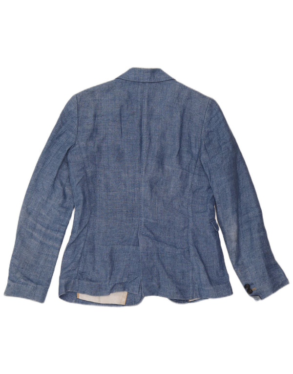 Massimo Dutti Veste Blazer 1 Bouton Femme EU 38 Petit Lin Bleu