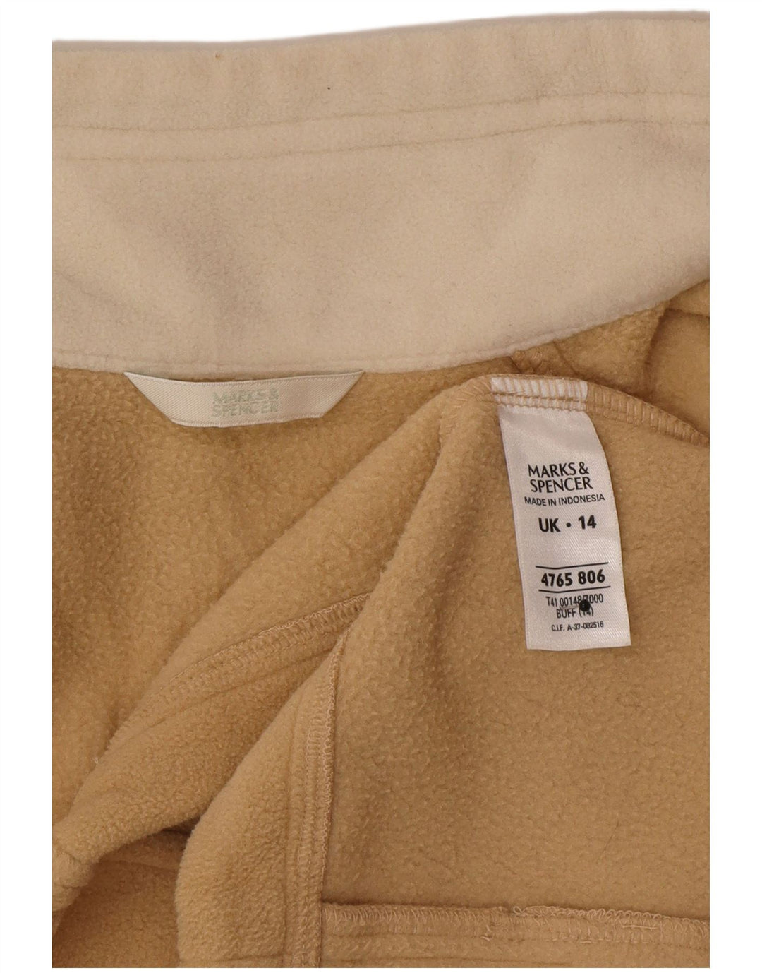 Marks & Spencer Veste polaire pour femme UK 14 Large Beige Polyester