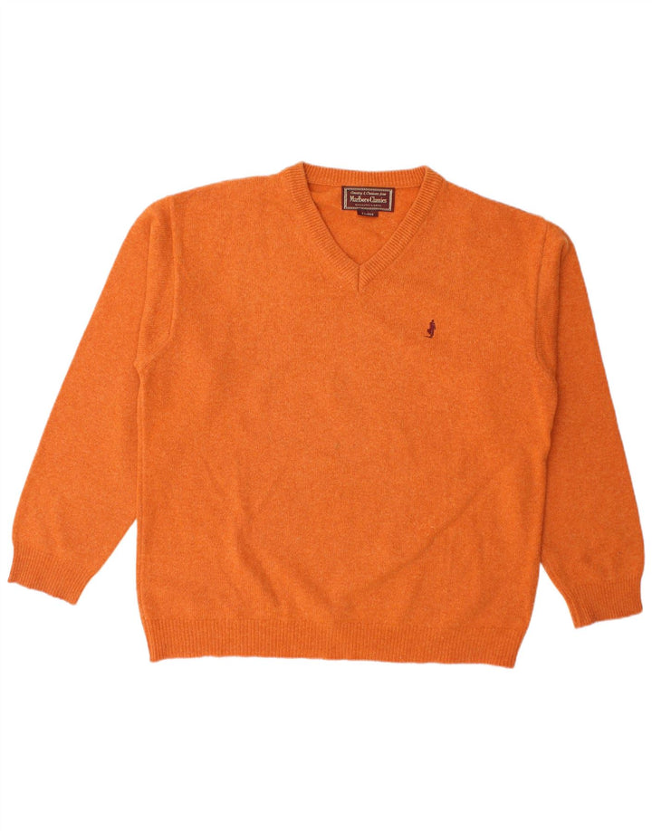 Marlboro Classics Pull col V pour homme XL Orange Laine