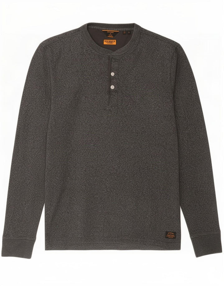 Superdry Haut à manches longues pour homme en coton gris petit