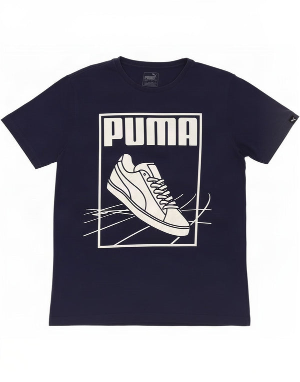 Puma T-Shirt Graphique Homme Bleu Marine Moyen Coton