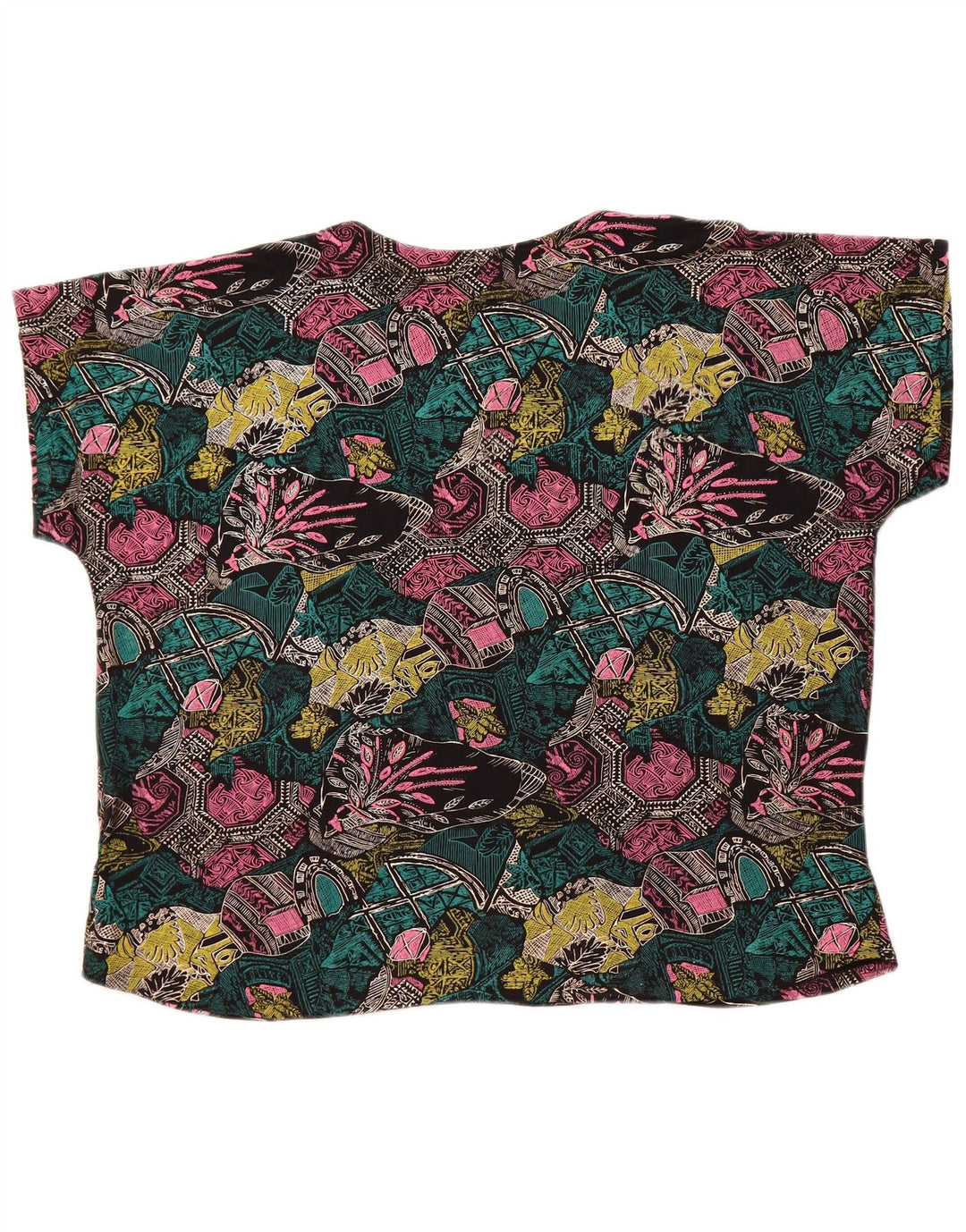 VINTAGE Femmes Loose Fit Blouse Top UK 18 XL Multicolore Géométrique