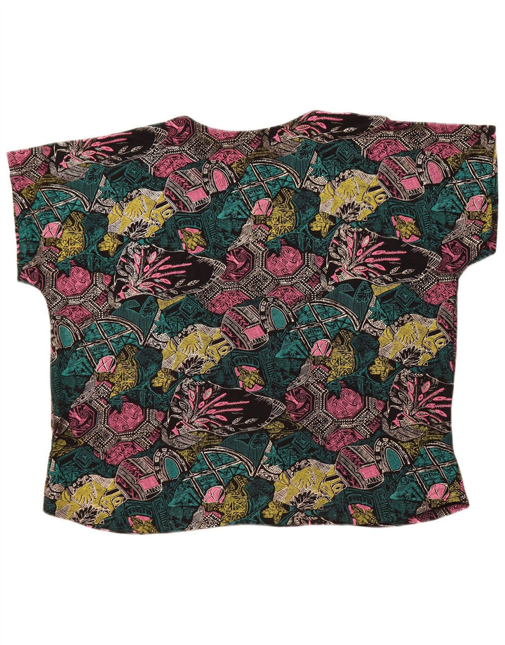 VINTAGE Femmes Loose Fit Blouse Top UK 18 XL Multicolore Géométrique