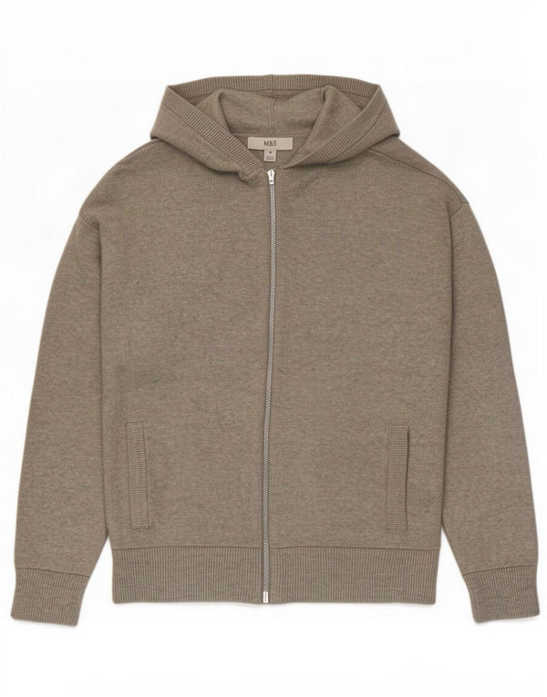 Marks & Spencer Cardigan à capuche pour femme UK 44 Gris moyen Viscose