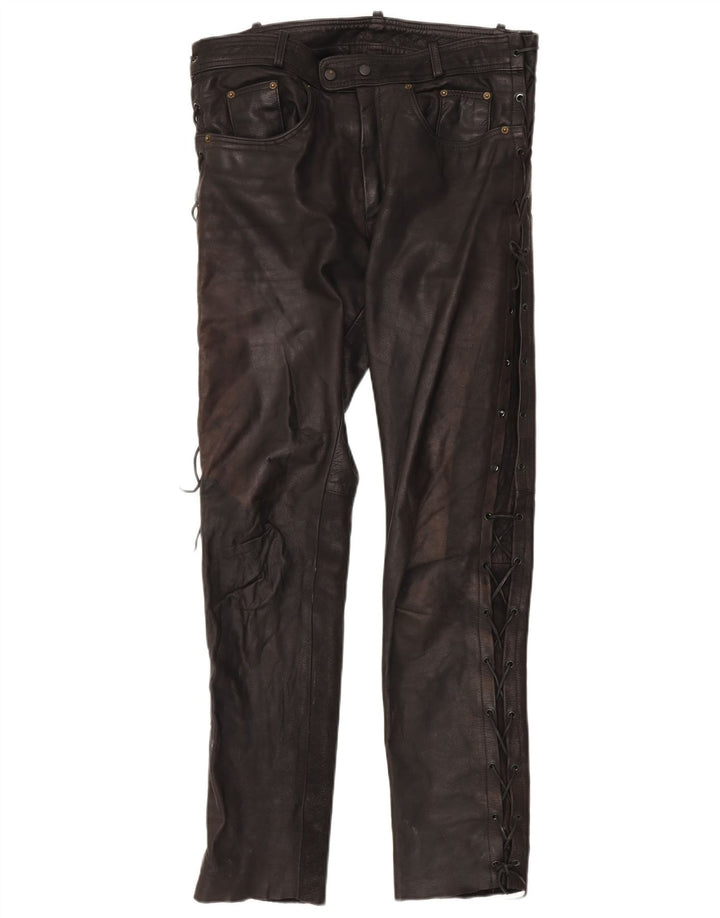 Pantalon en cuir homme vintage W36 L34 Noir