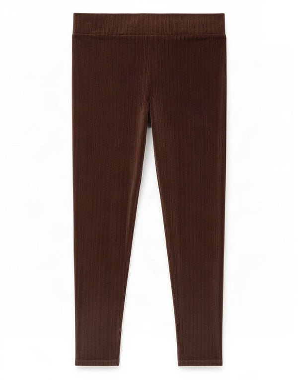 Marks & Spencer Leggings en velours pour femme UK 16 Large Marron Polyester
