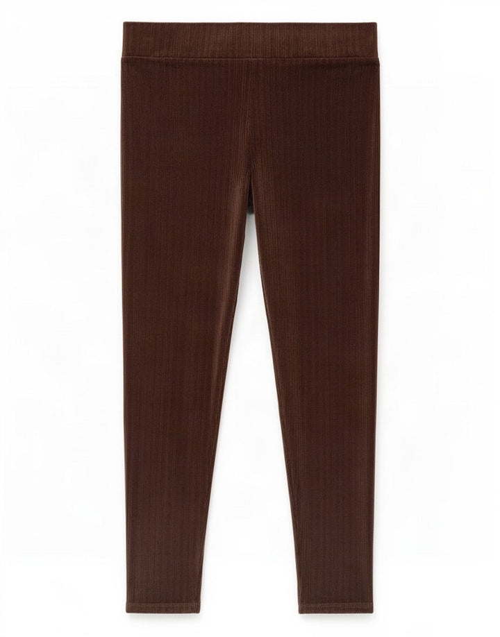 Marks & Spencer Leggings en velours pour femme UK 16 Large Marron Polyester