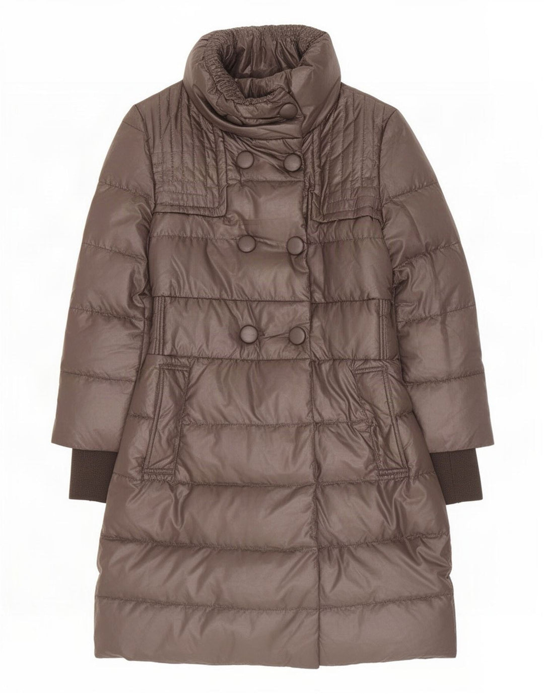 Penny Black Manteau matelassé à double boutonnage pour femme UK 8 Petit Marron Polyester