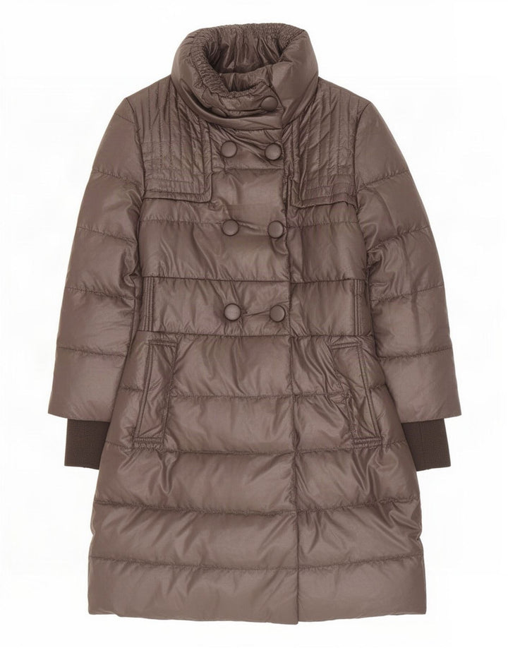 Penny Black Manteau matelassé à double boutonnage pour femme UK 8 Petit Marron Polyester