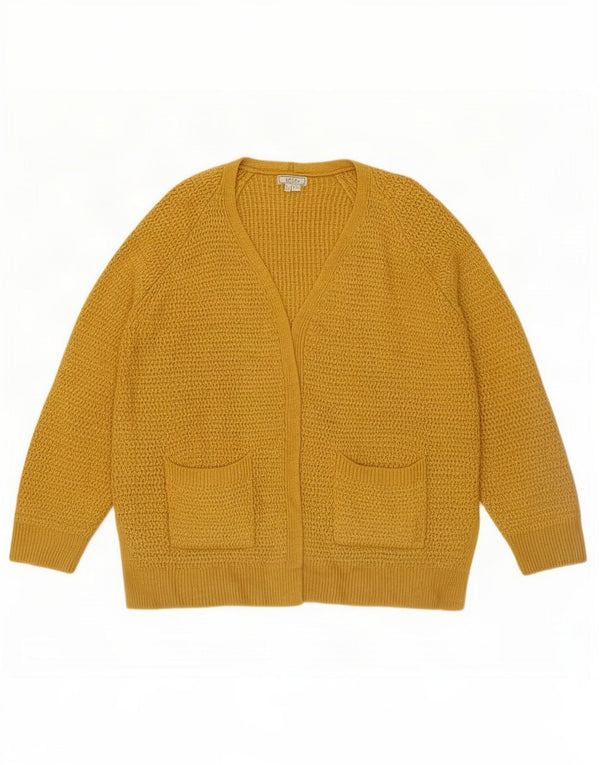 Fat Face Cardigan ouvert surdimensionné pour femme UK 14 Grand jaune acrylique