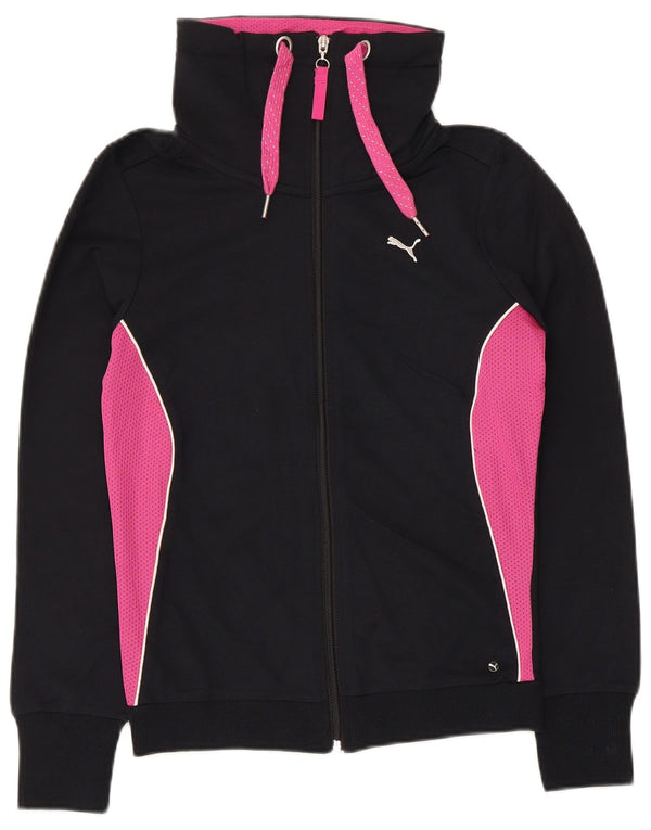 Puma Veste de survêtement pour femme UK 8 Small Noir Colourblock Cotton