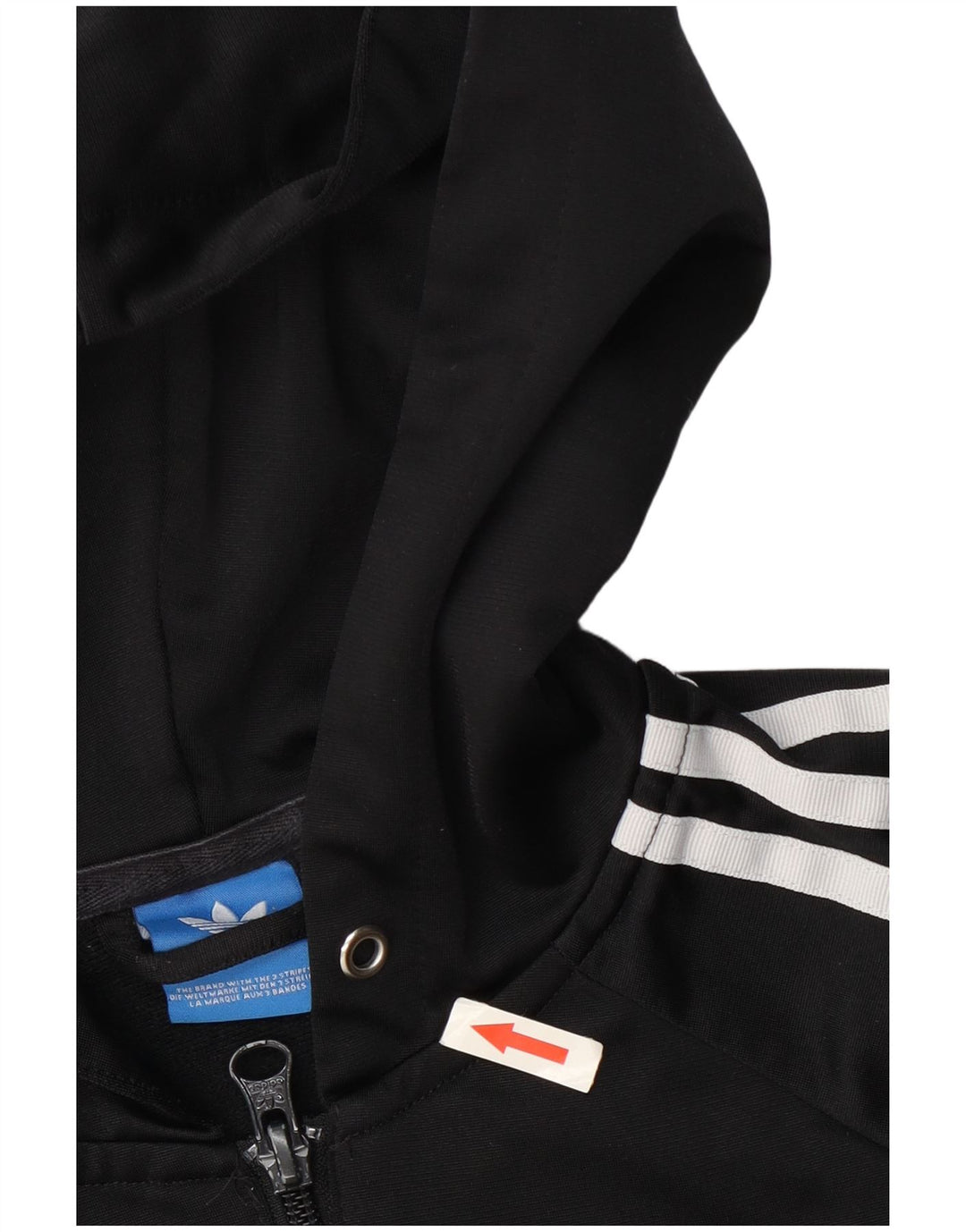 Adidas Pull à capuche zippé graphique pour femme UK 12 Polyester noir moyen