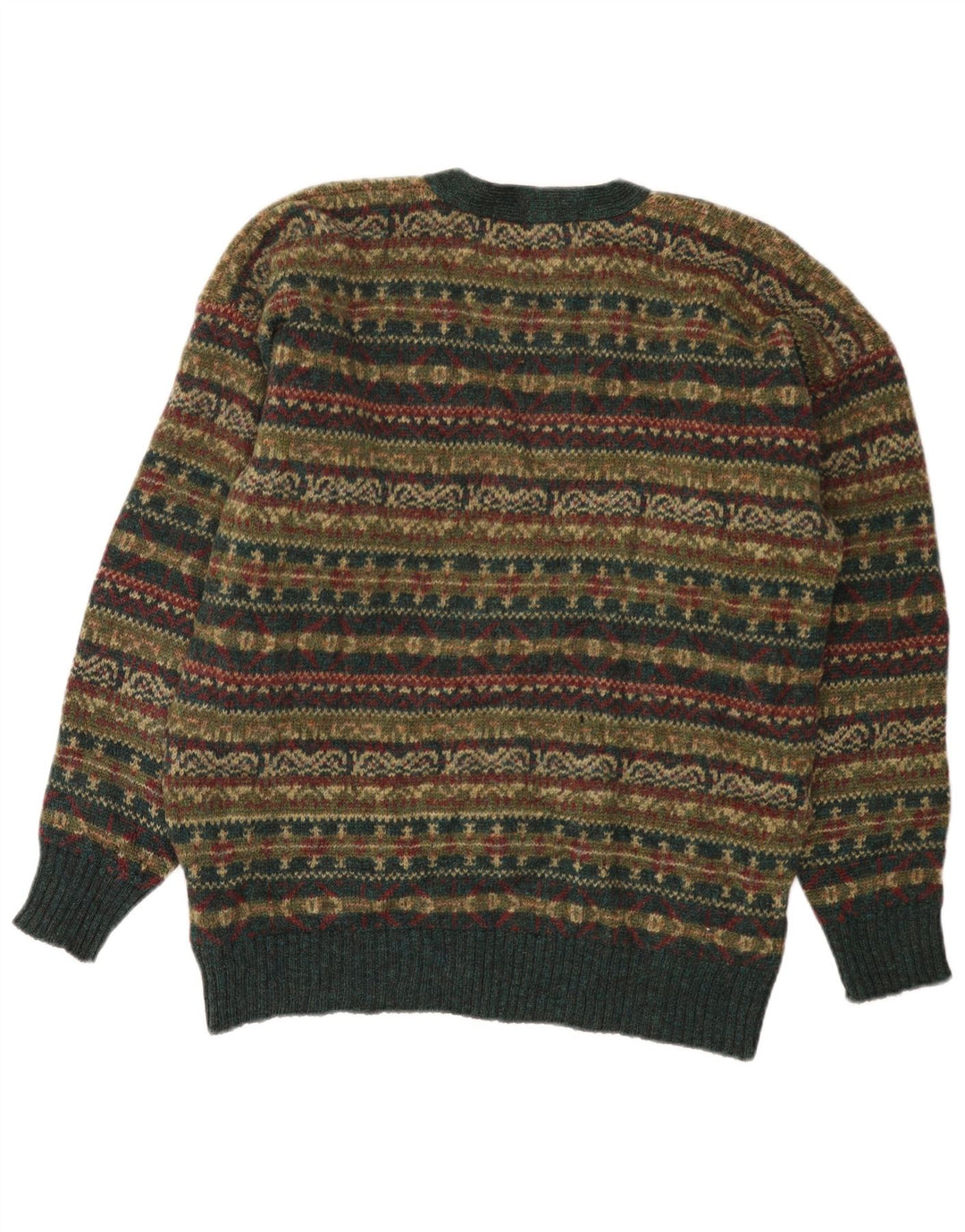 vintage Mens Cardigan Sweater Moyen Multicolore Fair Isle Wool