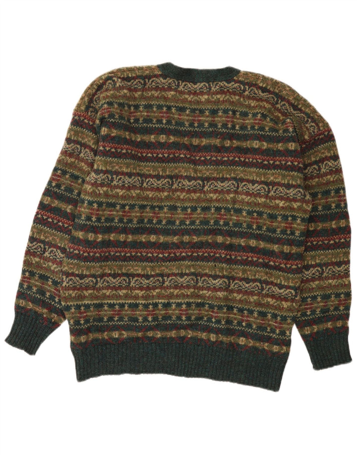 vintage Mens Cardigan Sweater Moyen Multicolore Fair Isle Wool