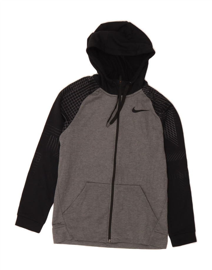 NIKE Mens Dri Fit Hoodie Jumper Small Grey Colourblock Polyester Vintage Nike and Second-Hand Nike from Messina Hembry 