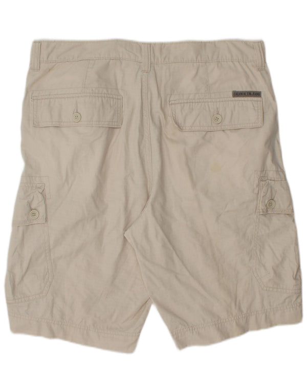 Calvin Klein Mens Cargo Shorts W34 Large Beige Cotton
