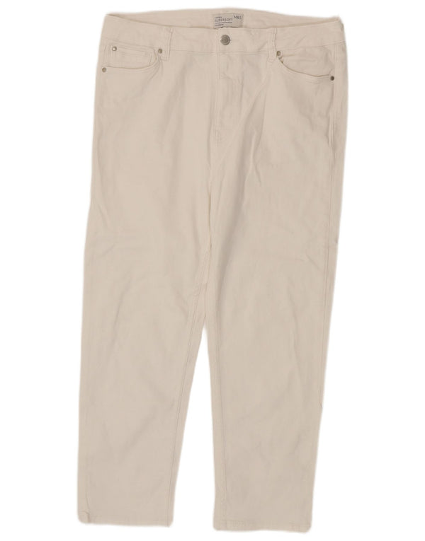 Marks & Spencer Jean court cigarette pour femme UK 18 XL W36 L24 Blanc