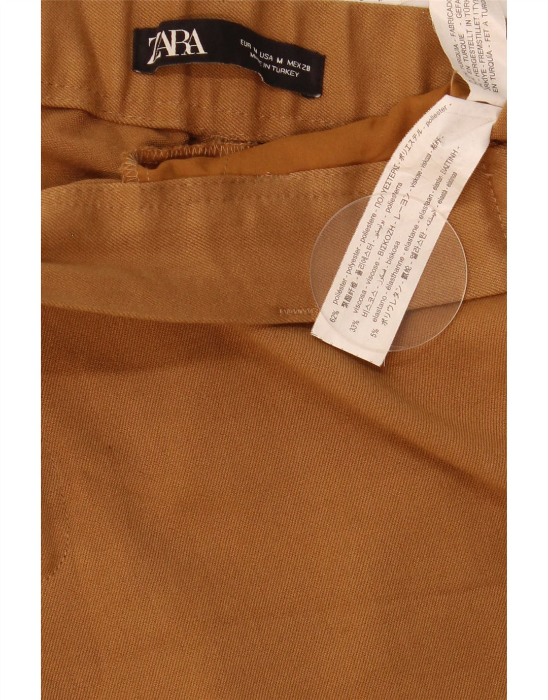 Zara Pantalon court slim pour femme Medium W28 L25 Marron Polyester