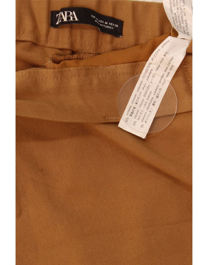 Zara Pantalon court slim pour femme Medium W28 L25 Marron Polyester