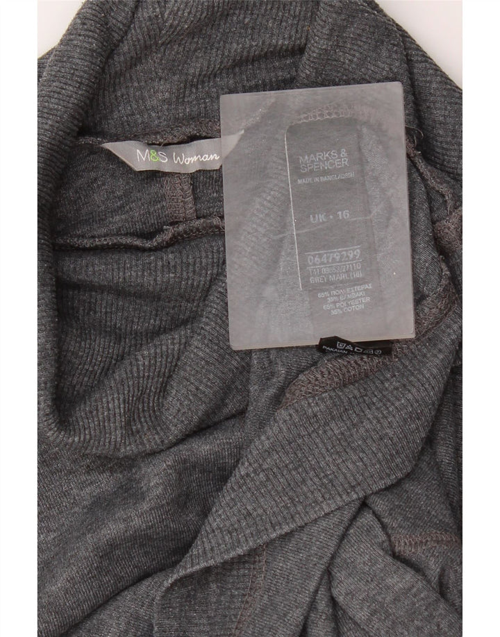 Marks & Spencer Haut à col roulé pour femme Manches longues UK 16 Large Gris Polyester