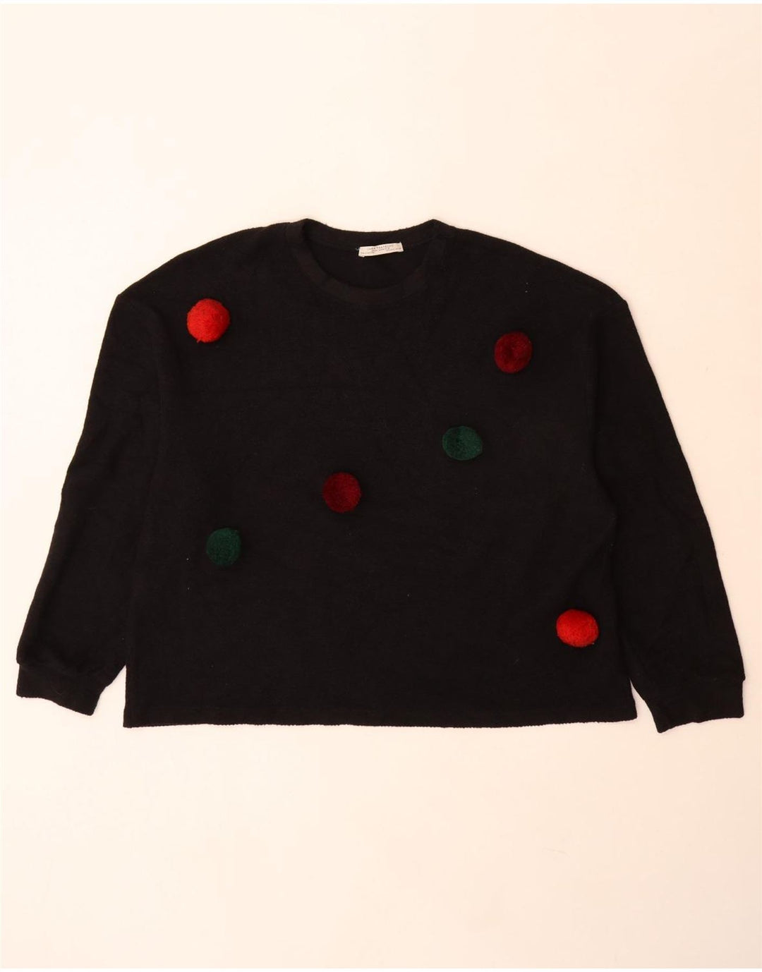 Zara Sweat-shirt surdimensionné pour femme UK 10 Petit pois noir