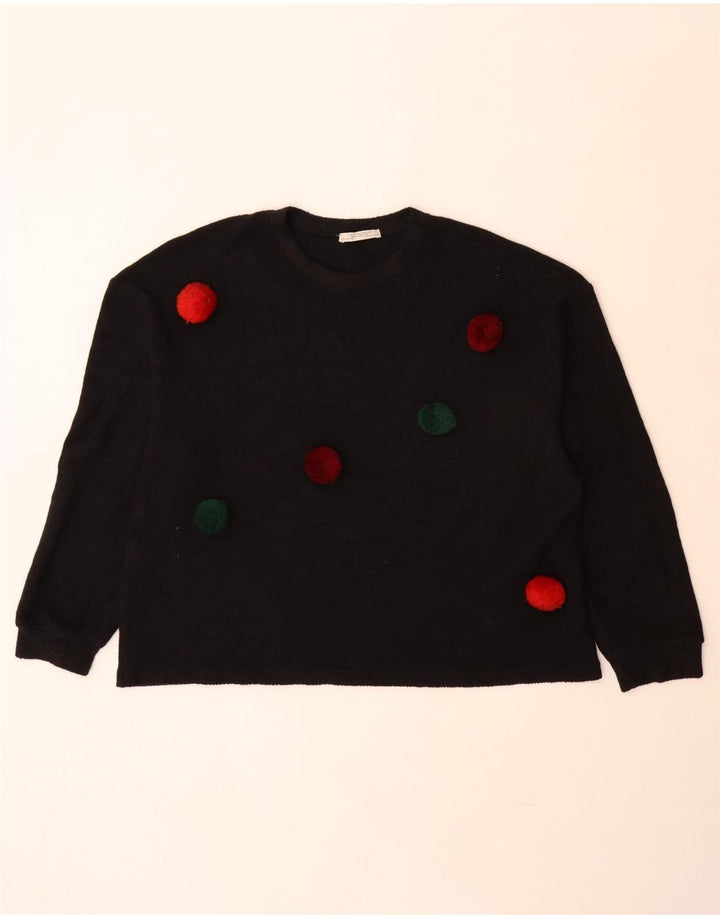 Zara Sweat-shirt surdimensionné pour femme UK 10 Petit pois noir