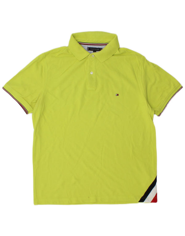 TOMMY HILFIGER Mens Slim Fit Polo Shirt XL Yellow Cotton