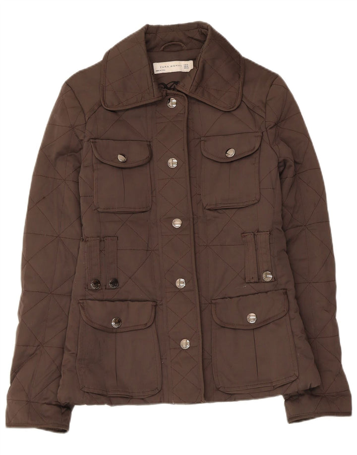 Zara Veste matelassée pour femme UK 12 Polyester marron moyen