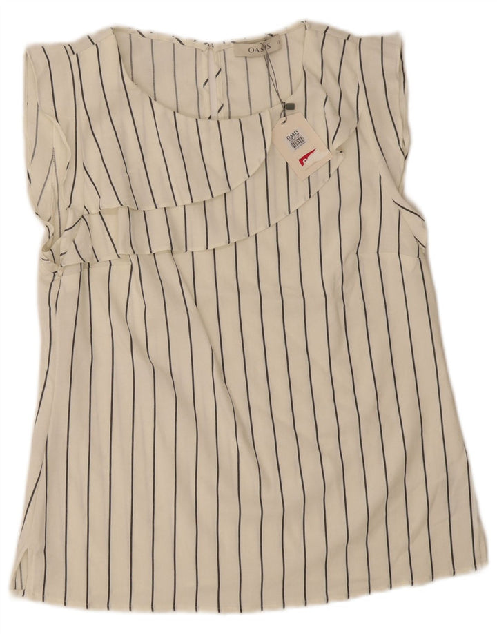 Oasis Chemisier sans manches pour femme UK 12 Medium Off White Viscose
