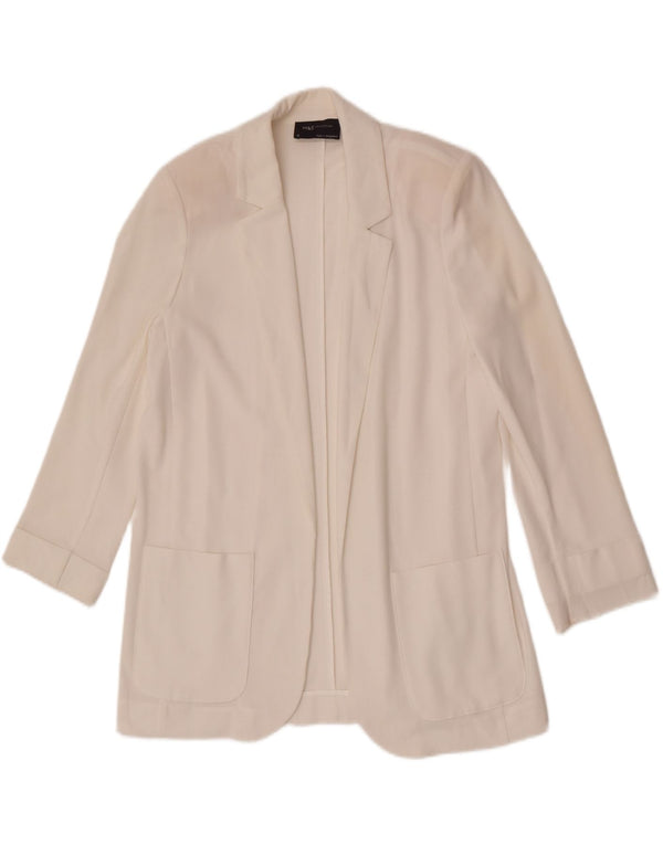Marks & Spencer Veste Blazer Ouverte Femme UK 10 Petit Polyester Blanc