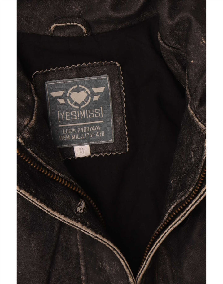 Vintage Veste en cuir pour femme UK 12 Medium Noir