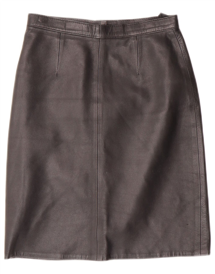 VINTAGE Jupe en cuir femme IT 38 XS W24 Noir