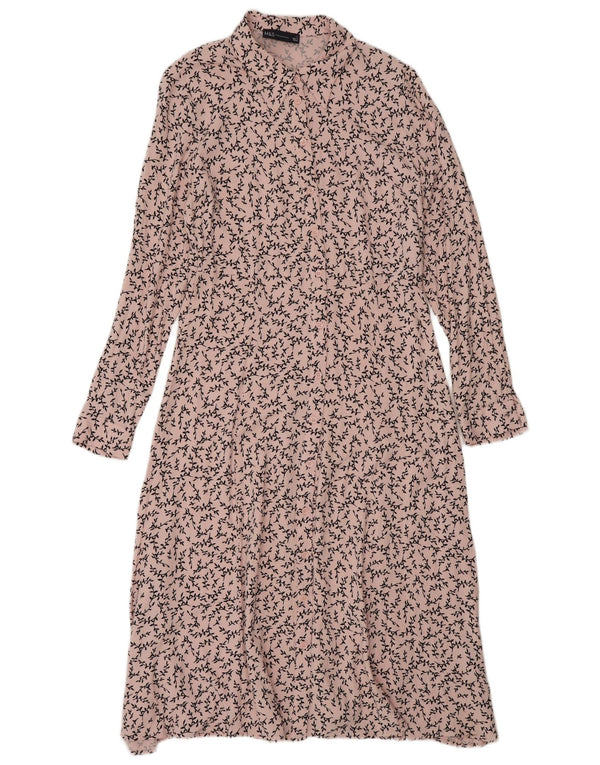 Marks & Spencer Robe chemise longue pour femme UK 12 Viscose florale rose moyen