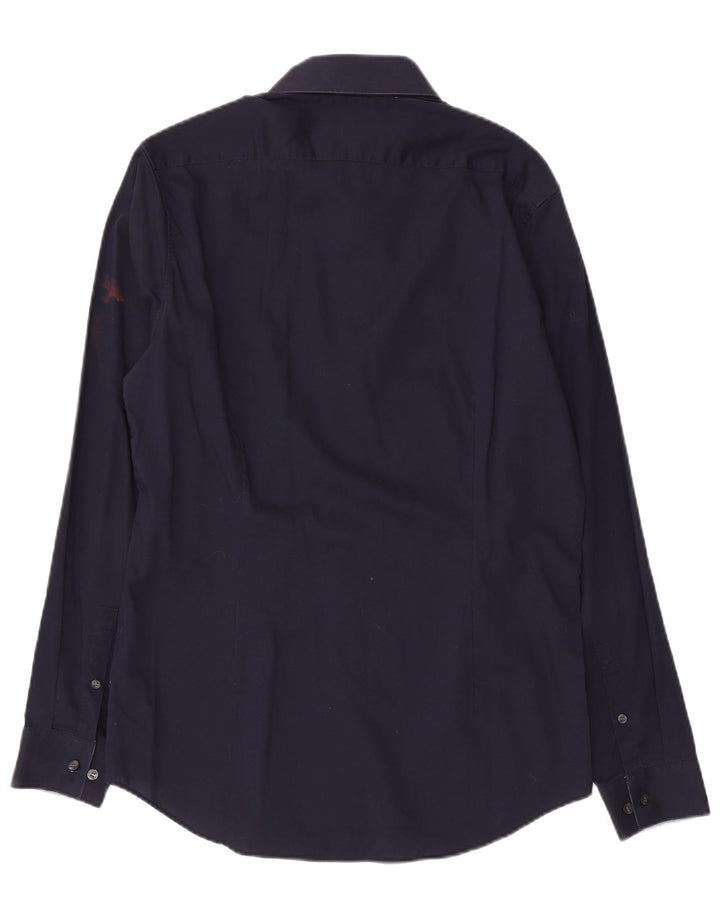 Calvin Klein Chemise ajustée pour homme Taille 39 15 1/2 Coton bleu marine moyen