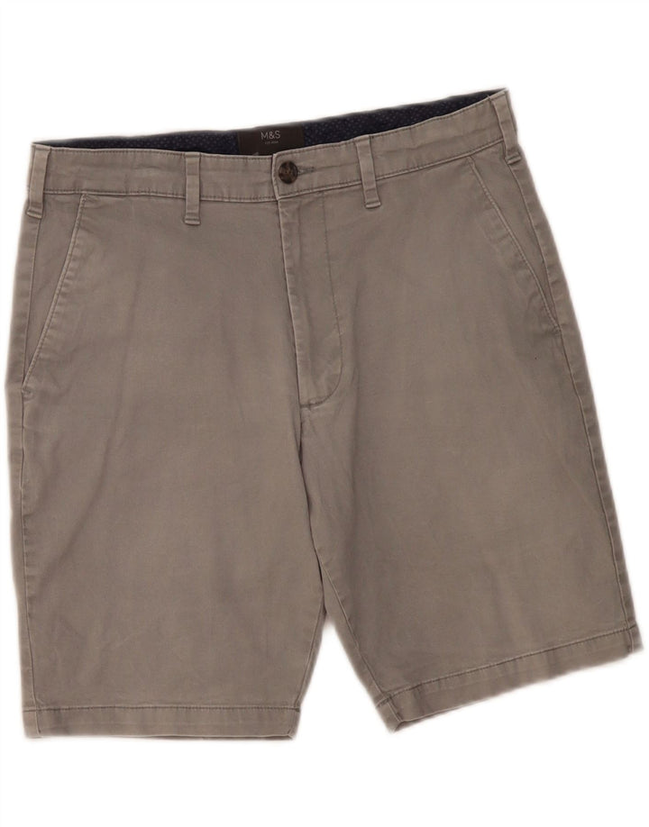 MARKS & SPENCER Short Chino Homme W32 Gris Moyen Coton
