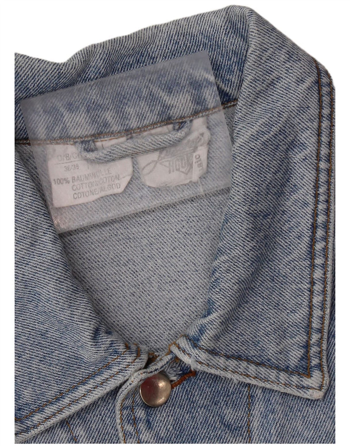 VINTAGE Veste en denim graphique pour homme UK 36/38 Petit coton bleu