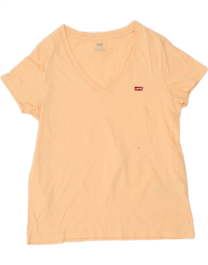 LEVI'S Womens T-Shirt Top UK 12 Medium Orange Cotton Vintage Levi's and Second-Hand Levi's from Messina Hembry 