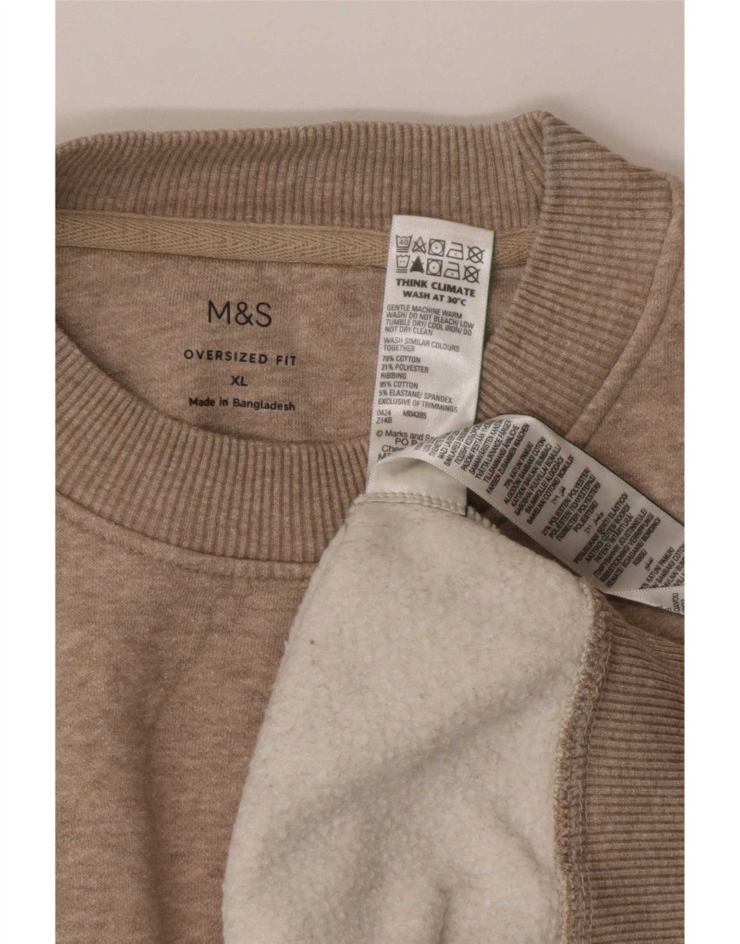 Marks & Spencer Sweat-shirt surdimensionné pour homme XL en coton moucheté gris