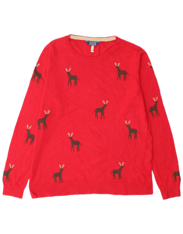 Joules Pull ras du cou pour femme UK 14 Large Rouge Noël