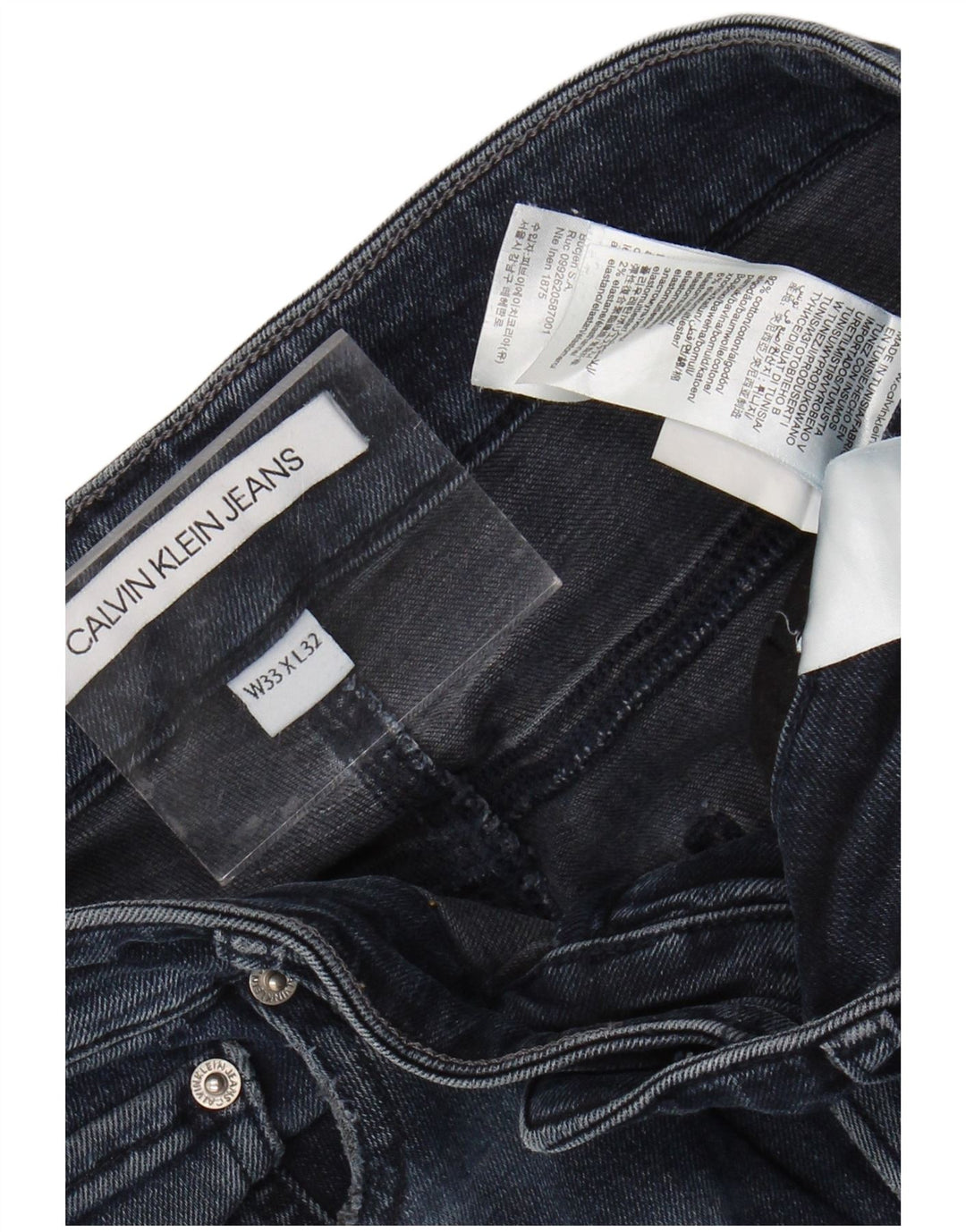 CALVIN KLEIN Jean Slim Homme W33 L32 Bleu Marine Coton