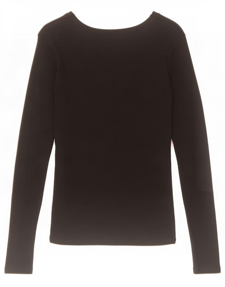 Zara Femme Top Manches Longues UK 12 Moyen Noir