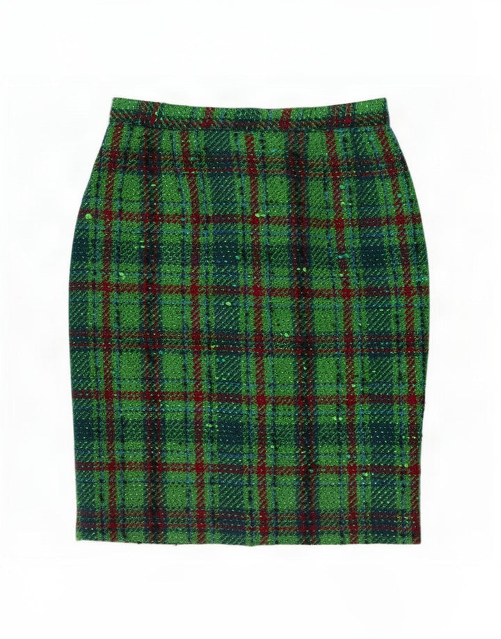 jupe crayon femme vintage IT 44 Medium W28 Plaid vert