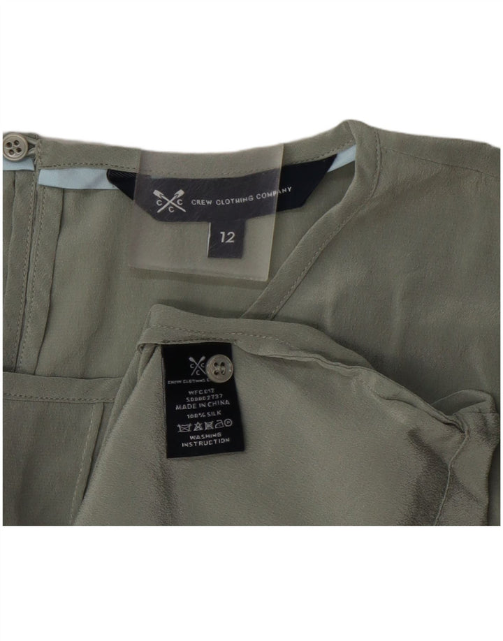 Crew Clothing Chemisier Femme Top UK 12 Soie Vert Moyen